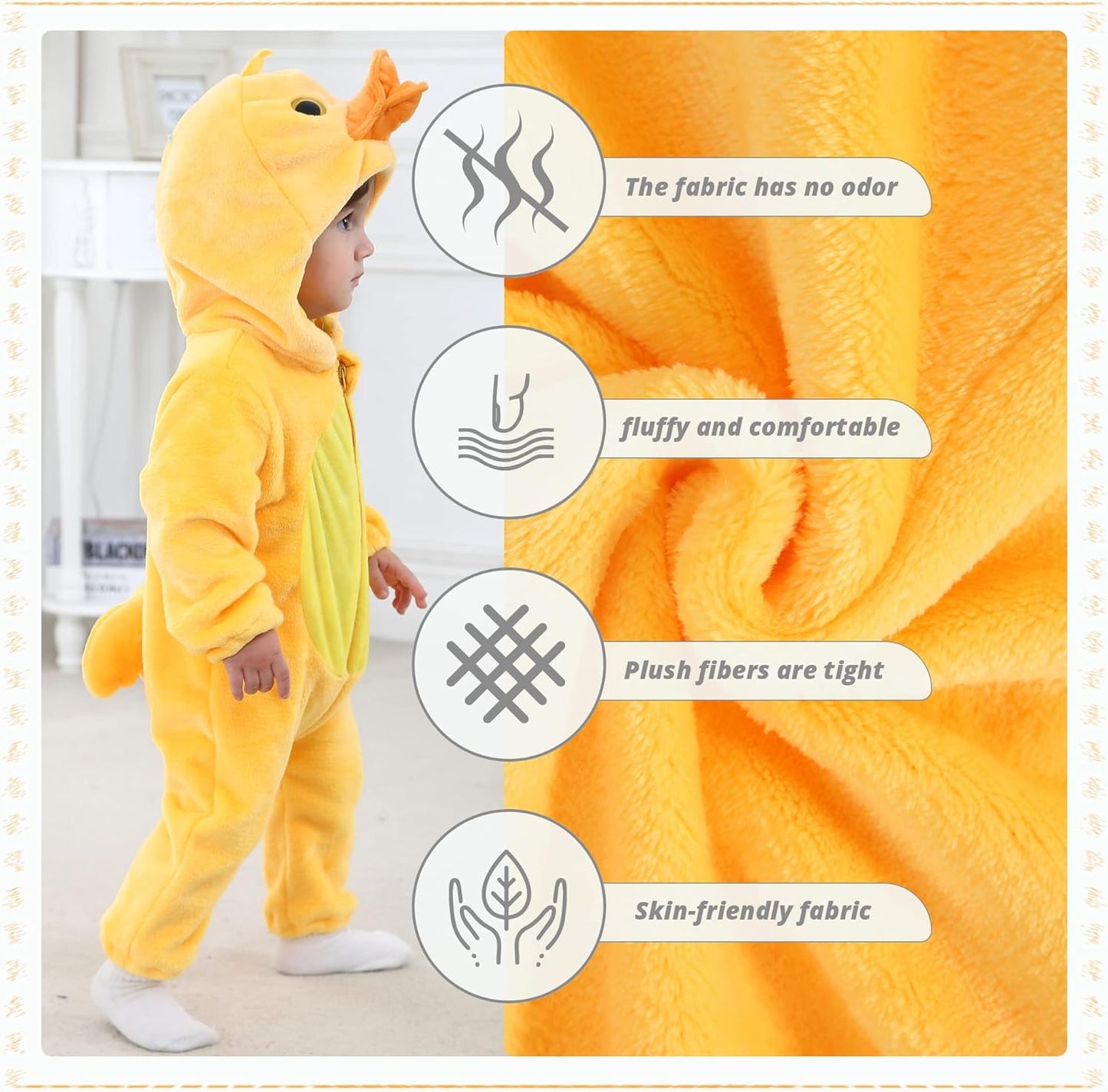 MICHLEY Unisex Baby Animal Costume Winter Autumn Flannel Hooded Romper Cosplay Jumpsuit