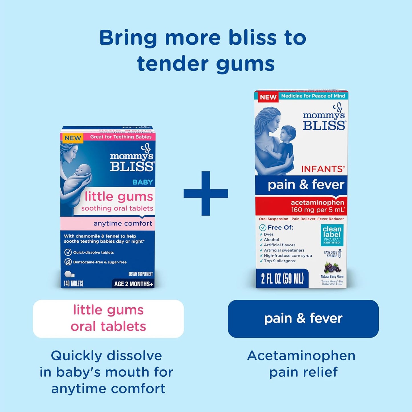 Organic Mommy's Bliss Gentle Teething Gel, Day & Night Relief, 0.53 oz x 2
