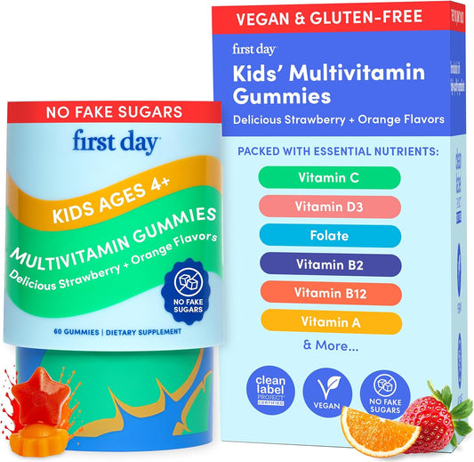 Children's Daily Multivitamin Gummies – Strawberry & Orange Gummies with Beta Carotene, Fruits, & Veggies – Kids' Immunity-Boosting Vitamins