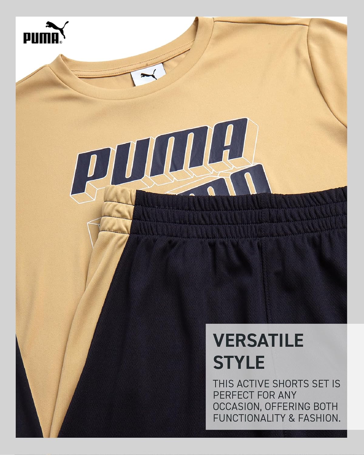 PUMA Kids' 2-Piece Dry Fit Athletic Top & Shorts Set: Performance Gym wear