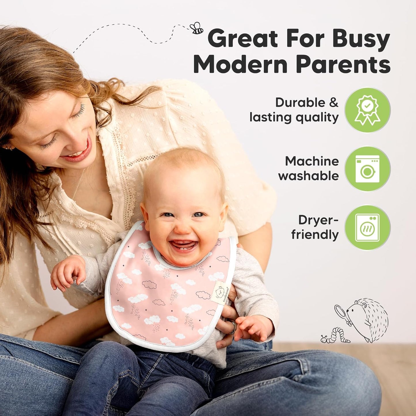 Best Organic Baby Bib Set (8-Piece) - Dual-Layer Dentalization Bibs for Boys & Girls, Premium Gift for Newborns (Sweet Charm)