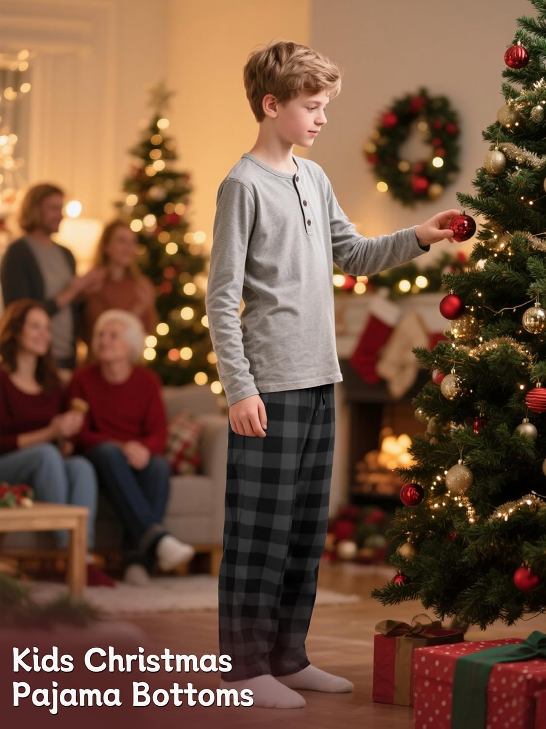 IHU 3 Pack Boys Pajama Pants Kids Micro Fleece Pj Bottoms Sleepwear Plaid Lounge Pant with Drawstring Pockets Boy Clothes