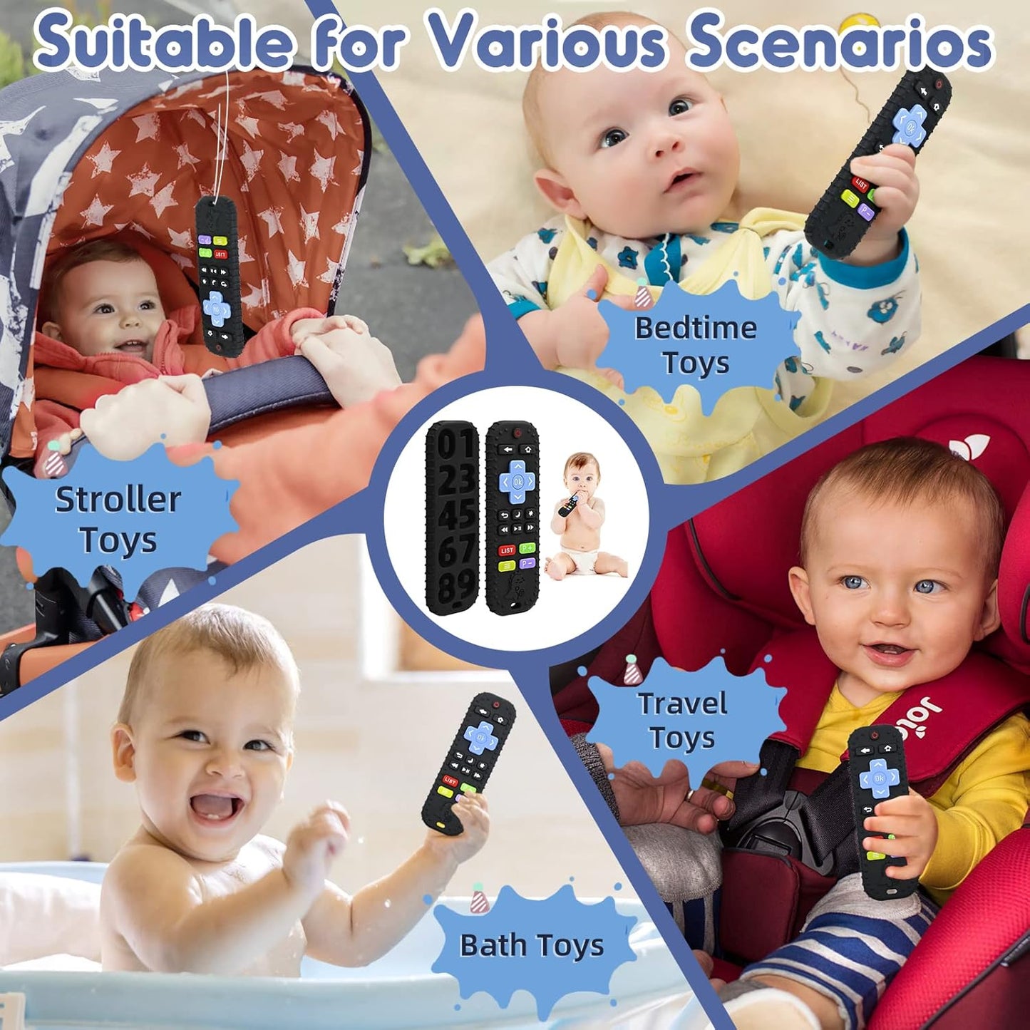 Best Silicone Teething Mitts: Remote-Controlled, Bath-Safe for Babies 3-12 Mos. Essential Toy Kit