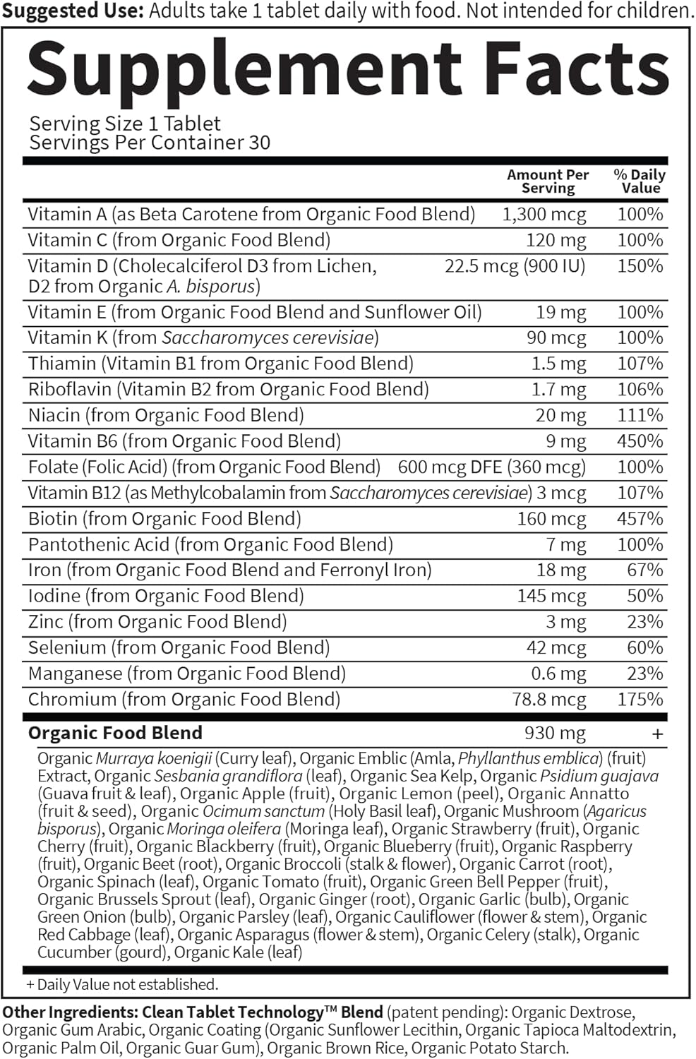 Best Organic Prenatal Vitamin: Garden of Life mykind - 30 Tablets, Daily Vegan Multi with Folate, Vitamin D3, Iron for Women's Prenatal Health