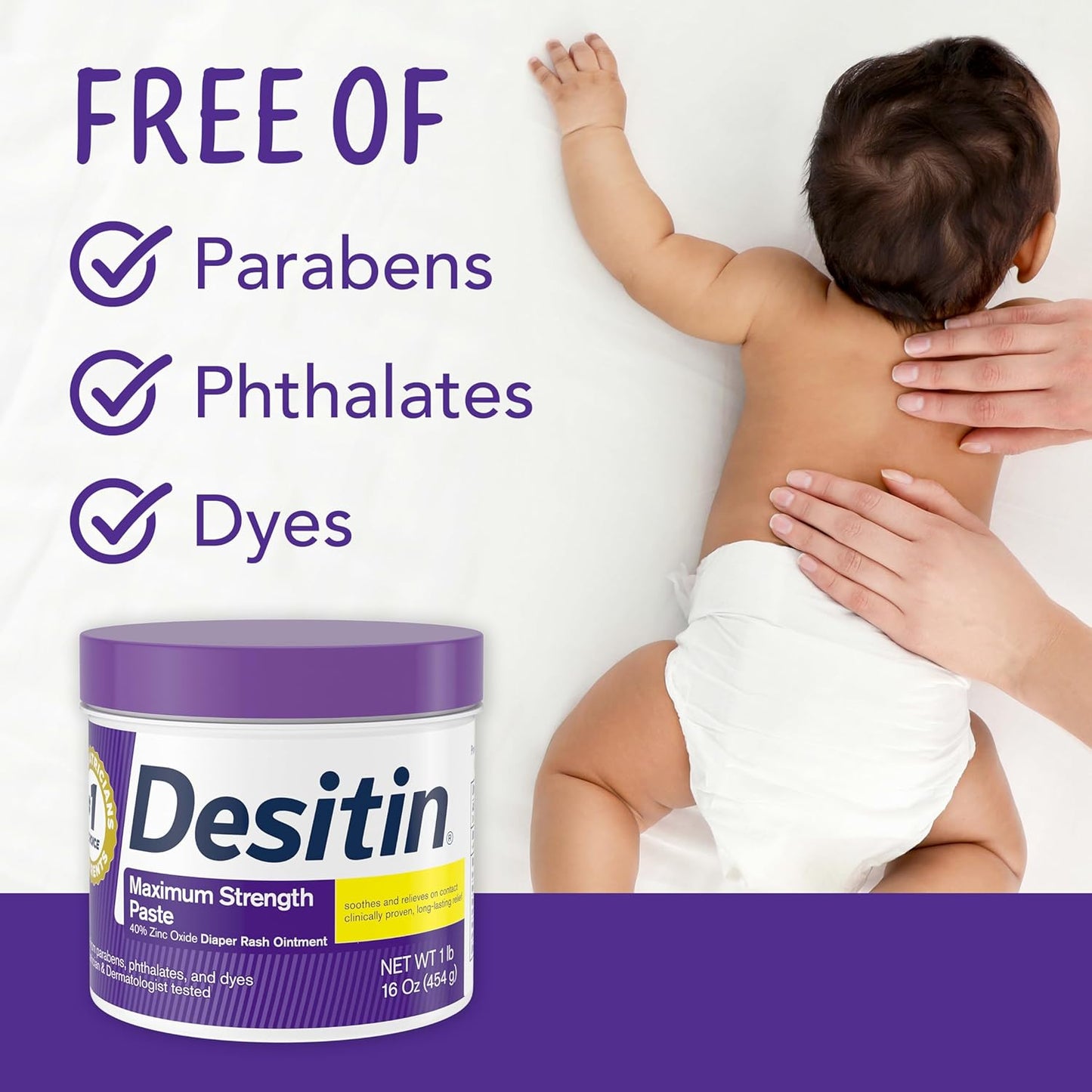 Max Strength Desitin Diaper Rash Cream, Purple, 1 oz (J&J048975) - Trusted Relief for Sensitive Skin