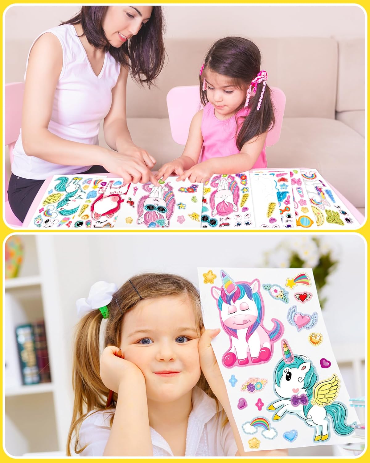 Unicorn Stickers Set: 24 Waterproof Decals for Kids' Crafts, Party Favors, & Gifts