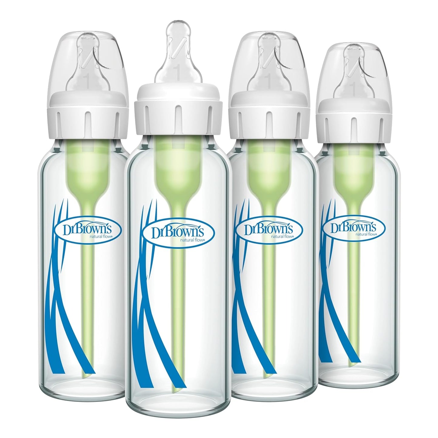 Best Anti-Colic Glass Baby Bottle: Dr. Brown's Options+ Narrow 8 Oz, Slow Flow Level 1, 4-Pack (0+ Months)