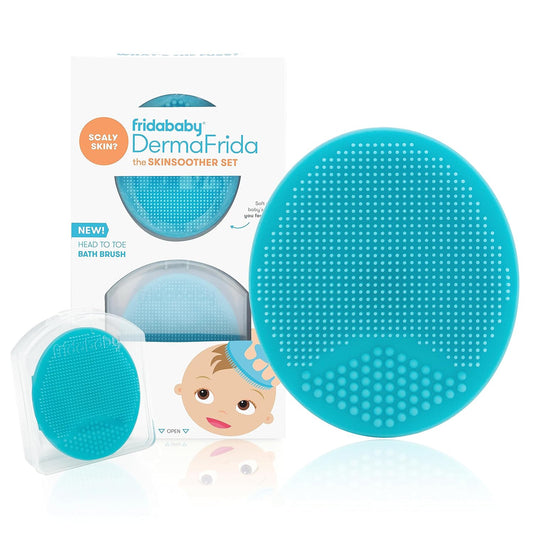 Premium Silicone Baby Bath Brush - Frida Baby DermaFrida SkinSoother (2-Pack) | Ideal for Dry Skin, Cradle Cap & Eczema