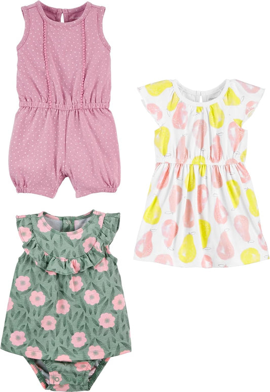 Carter's 3-Piece Sunsuit & Dress Set: Simple Joys for Baby Girl