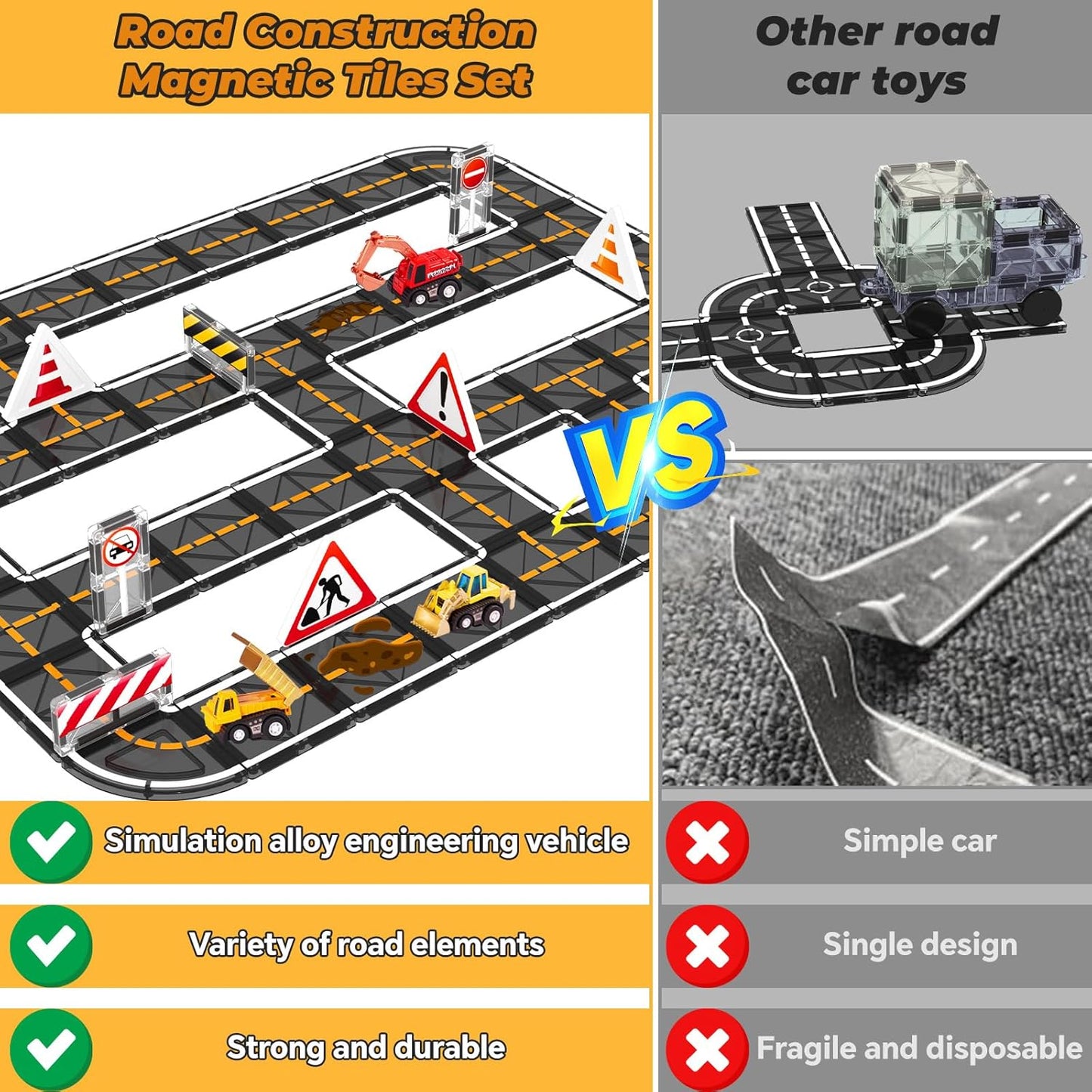 Magnetic Tiles Building Set: Montessori-Inspired, Ages 3-5, Educational Construction Toy for Kids
