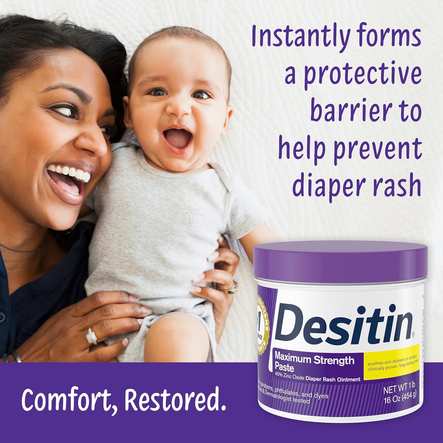 Max Strength Desitin Diaper Rash Cream, Purple, 1 oz (J&J048975) - Trusted Relief for Sensitive Skin