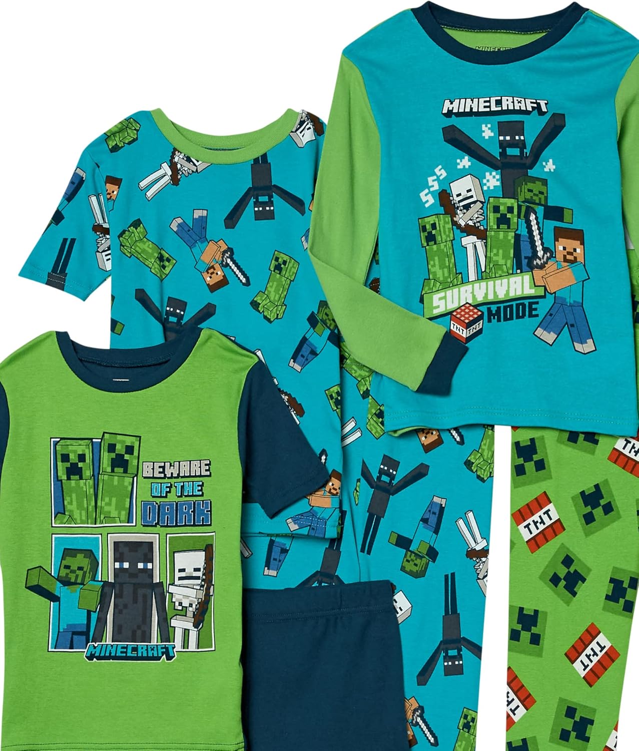 Children's 6-Piece Adjustable Cotton Minecraft Pajama Set: Soft and Cute Kids' Sleepwear.