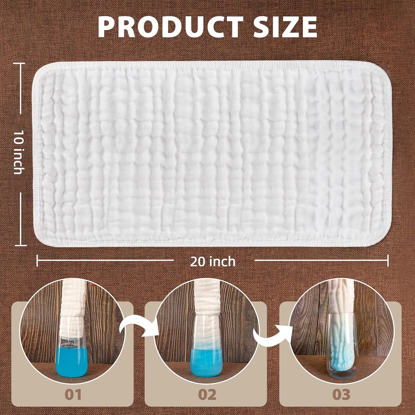 Premium 12-Piece Muslin Baby Cloth Set (White) - Extra Soft, 6-Layer Absorbent, 20 x 10” for Kids & Toddlers