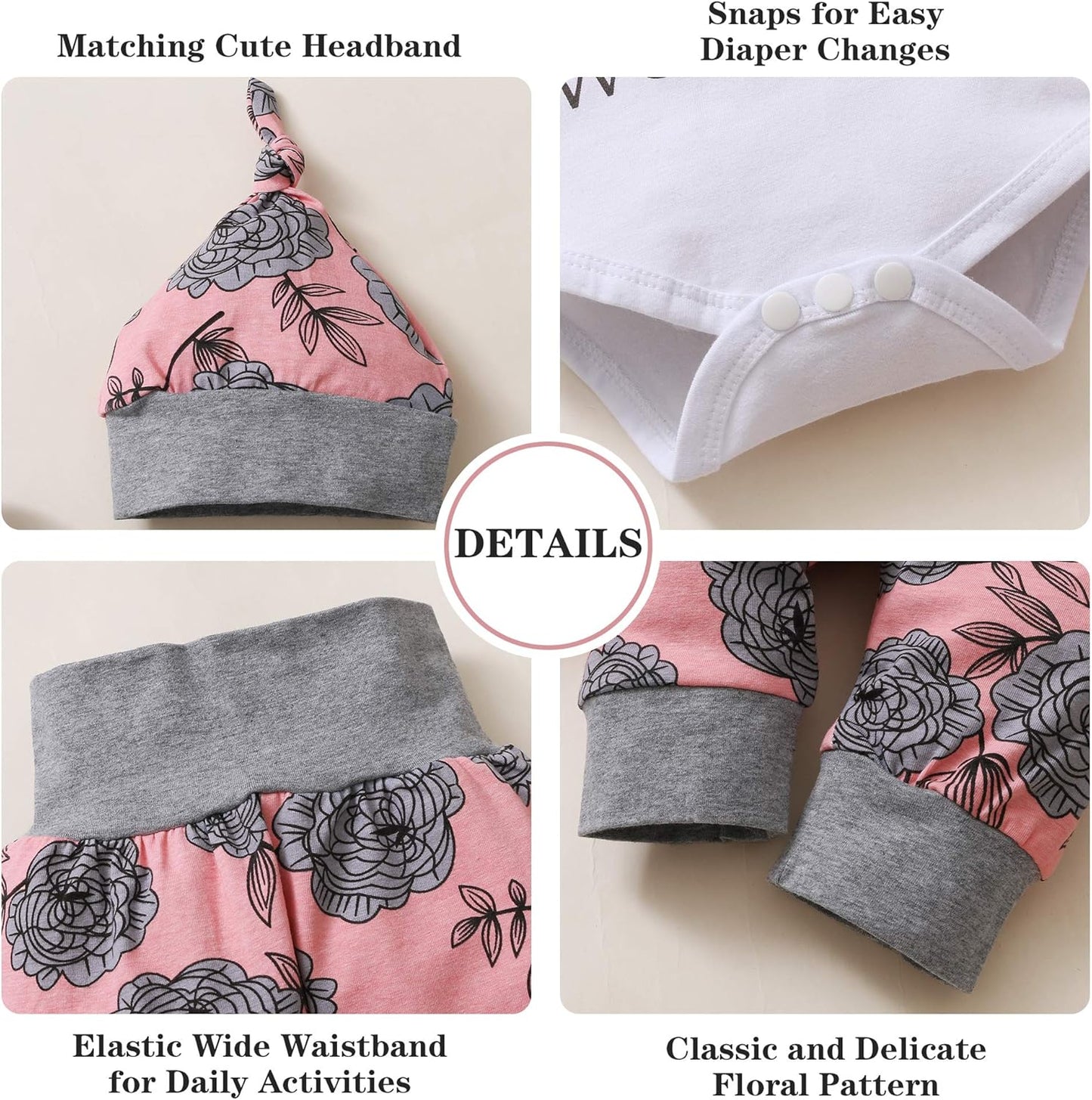 Renotemy Newborn Infant Baby Girl Clothes Summer Outfits Infant Romper Pants Cute Toddler Girl Clothes Gift Set