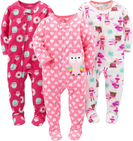 Simple Joys by Carter's girls Loose-Fit Flame Resistant Fleece Footed Pajamas
