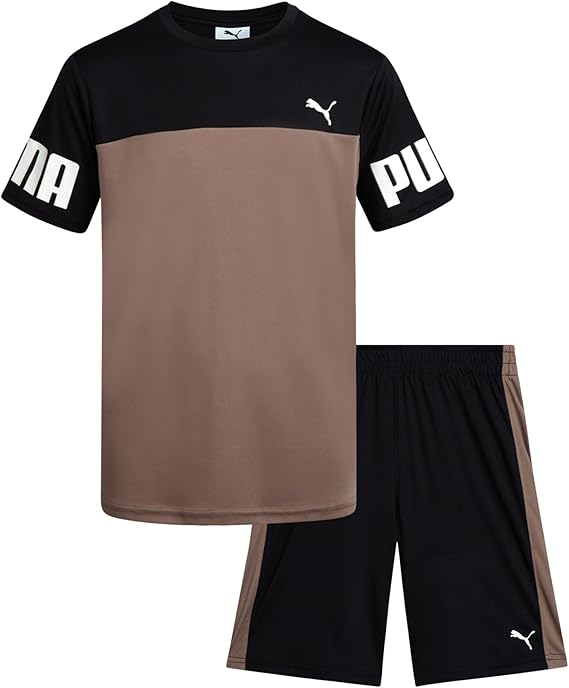 PUMA Kids' 2-Piece Dry Fit Athletic Top & Shorts Set: Performance Gym wear