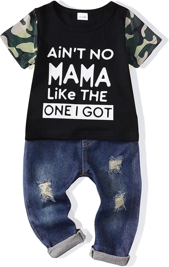 Renotemy Toddler Baby Boy Clothes Denim Outfits Infant Hooded Sweatshirt Jeans Pants Little Boys Clothing