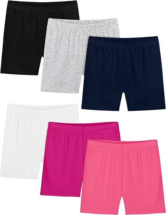 Girls' 6-Pack Cycling Shorts Set, Summer Clothing, Vibrant Multicolor