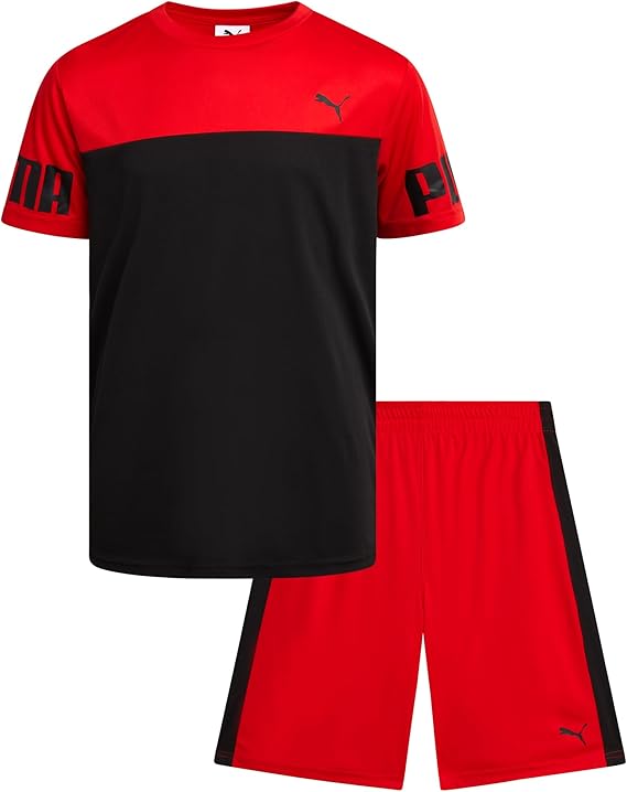 PUMA Kids' 2-Piece Dry Fit Athletic Top & Shorts Set: Performance Gym wear
