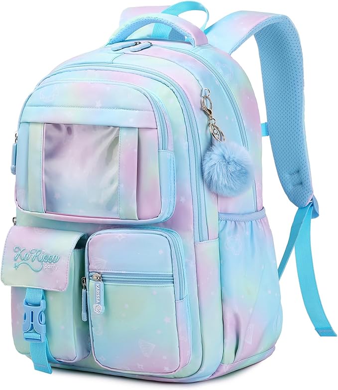 Girls' Purple School Backpack: Suitable for Elementary & Middle School Students, Cute & Practical Book Bag, One Size Fits All.