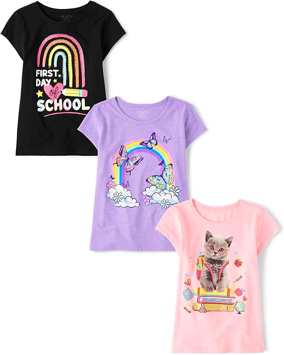 Children's Place Graphic Short-Sleeve Tees for Girls, Multipack