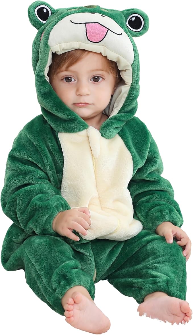 MICHLEY Unisex Baby Animal Costume Winter Autumn Flannel Hooded Romper Cosplay Jumpsuit