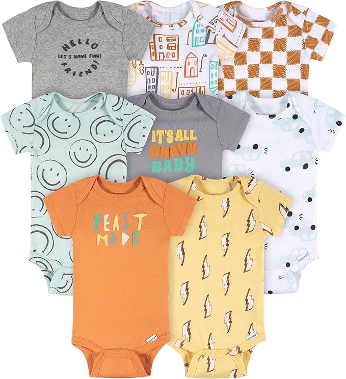 Onesies Brand baby-boys 8-pack Short Sleeve Mix & Match Bodysuits