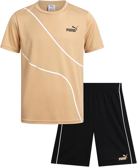 PUMA Kids' 2-Piece Dry Fit Athletic Top & Shorts Set: Performance Gym wear