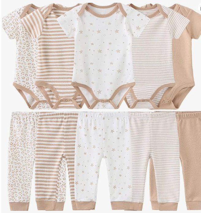 Premium Baby Essentials Kit | 9-Piece Set of Rompers & Pants - Unisex Baby Shower Gift
