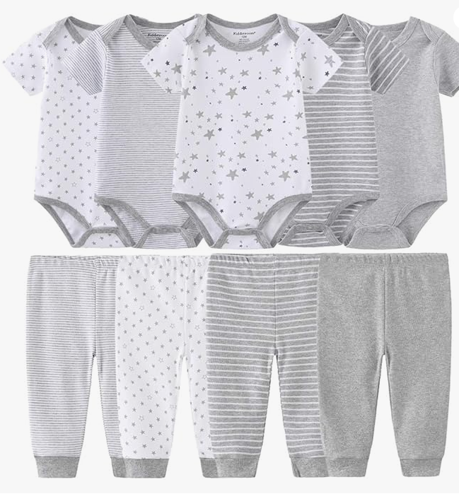 Premium Baby Essentials Kit | 9-Piece Set of Rompers & Pants - Unisex Baby Shower Gift