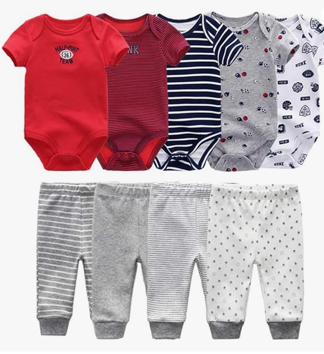 Premium Baby Essentials Kit | 9-Piece Set of Rompers & Pants - Unisex Baby Shower Gift