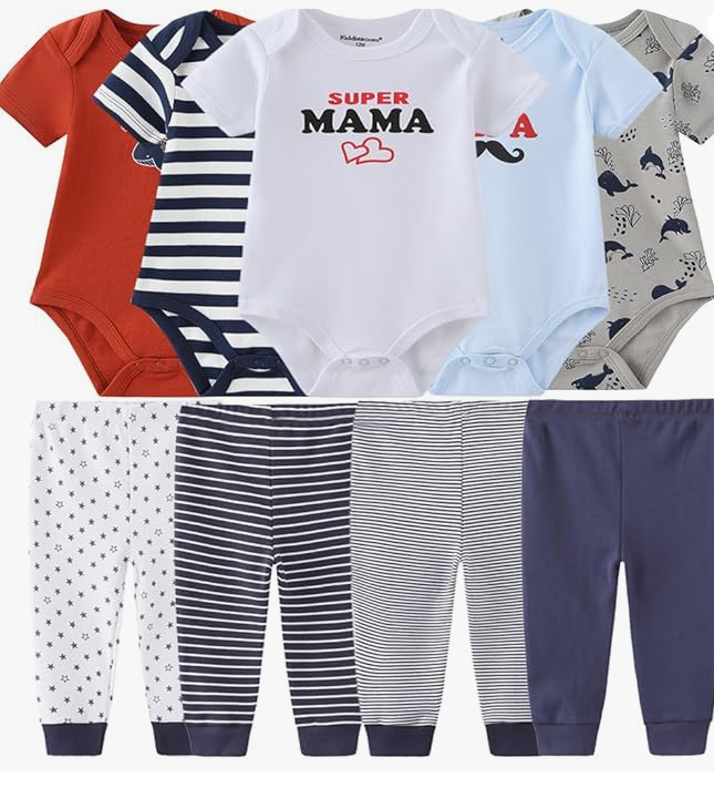 Premium Baby Essentials Kit | 9-Piece Set of Rompers & Pants - Unisex Baby Shower Gift
