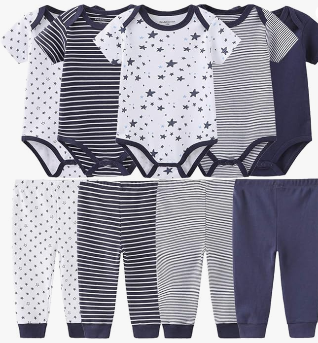 Premium Baby Essentials Kit | 9-Piece Set of Rompers & Pants - Unisex Baby Shower Gift