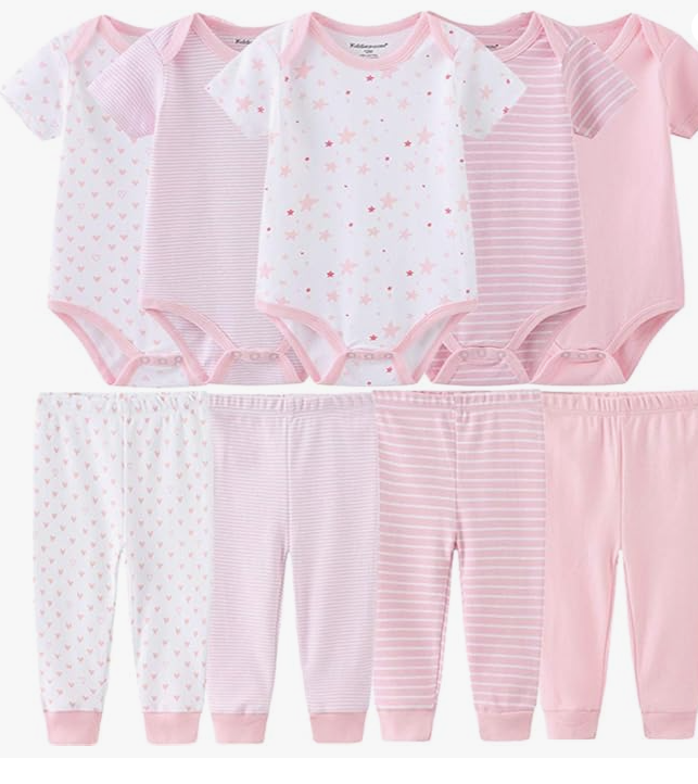 Premium Baby Essentials Kit | 9-Piece Set of Rompers & Pants - Unisex Baby Shower Gift