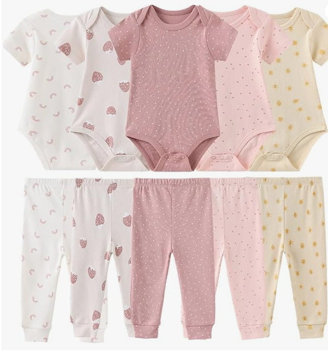 Premium Baby Essentials Kit | 9-Piece Set of Rompers & Pants - Unisex Baby Shower Gift