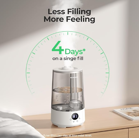 Premium 3.6L Cool Mist Humidifier: 34-Hour Run Time, Ultra-Quiet 16dB, Ideal for Baby Rooms & Aroma Therapy