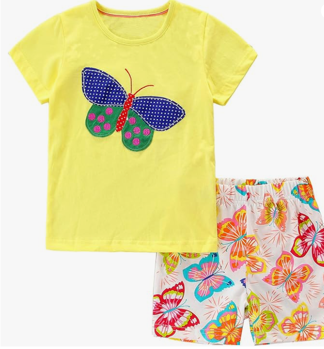 Summer Outfit for Toddler Girls: Bumeex Set with Cotton Top & Shorts