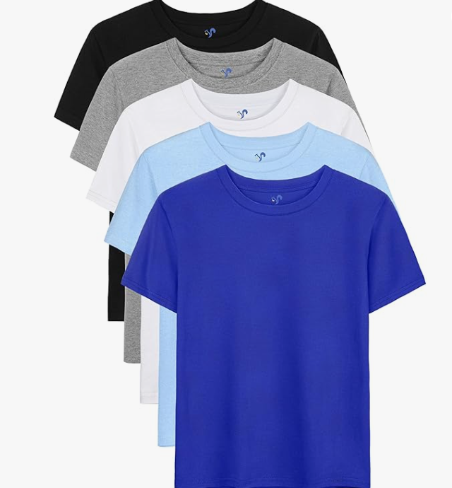 Kids' Short-Sleeve Cotton Tee 5-Pack: Summer-Style Tops for Boys & Girls