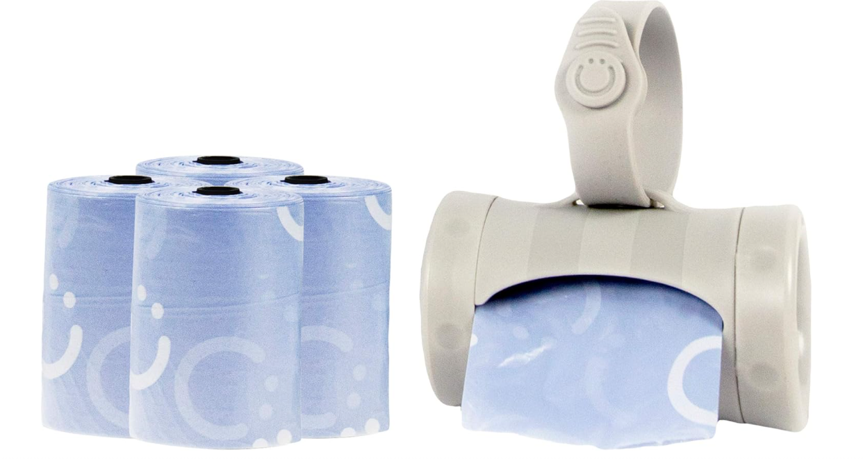 Ubbi Retractable On the Go Bag Dispenser for Travel, Diaper Bag Accessory Must Have for Newborn, Helpful Item, Baby Gift, Lavender Scented, Gray