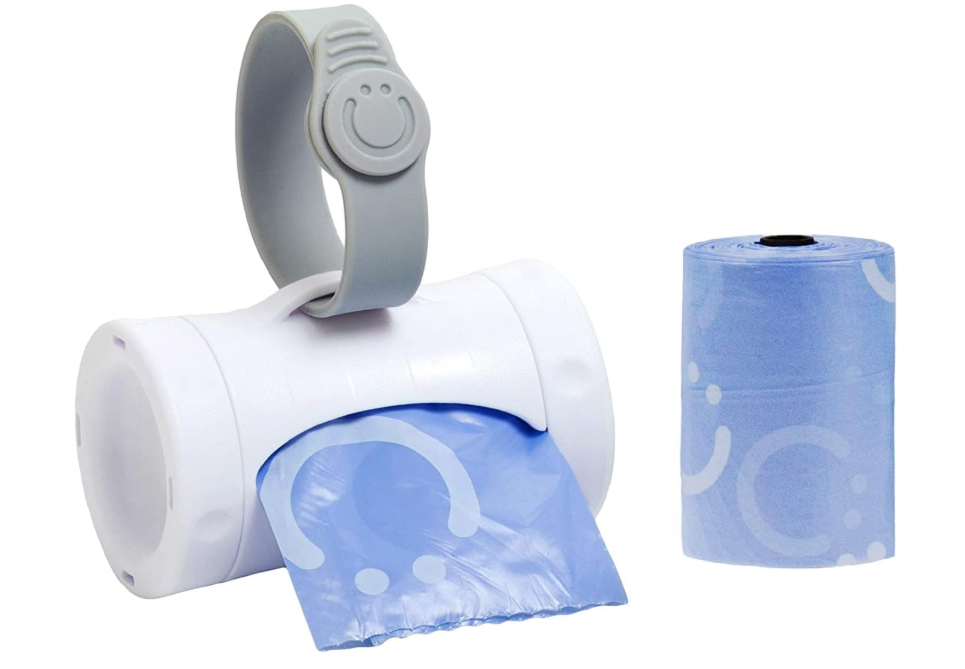 Ubbi Retractable On the Go Bag Dispenser for Travel, Diaper Bag Accessory Must Have for Newborn, Helpful Item, Baby Gift, Lavender Scented, Gray