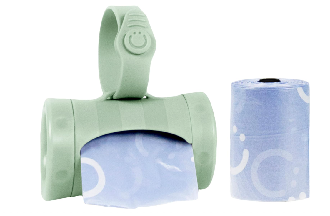 Ubbi Retractable On the Go Bag Dispenser for Travel, Diaper Bag Accessory Must Have for Newborn, Helpful Item, Baby Gift, Lavender Scented, Gray