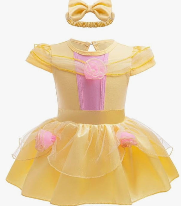 Princess Costumes Bodysuit Outfit for Baby Infant Romper Jumpsuit with Headband