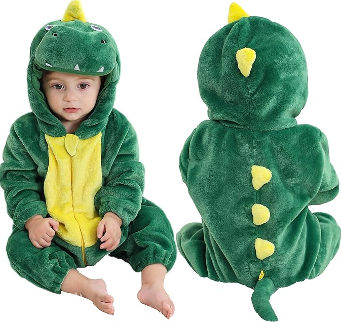 MICHLEY Unisex Baby Animal Costume Winter Autumn Flannel Hooded Romper Cosplay Jumpsuit