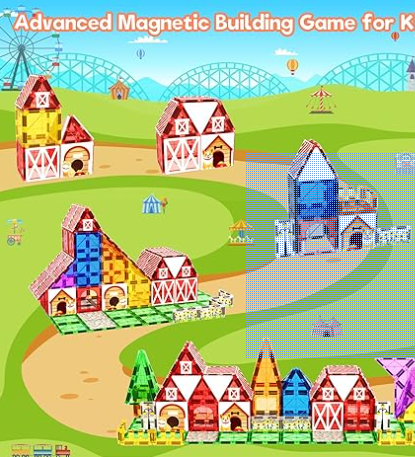 Magnetic Tiles Building Set: Montessori-Inspired, Ages 3-5, Educational Construction Toy for Kids