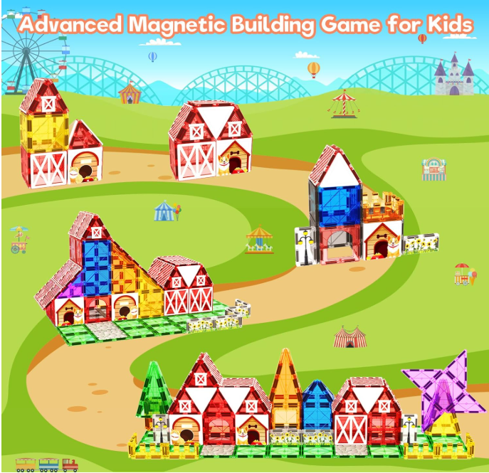Magnetic Tiles Building Set: Montessori-Inspired, Ages 3-5, Educational Construction Toy for Kids