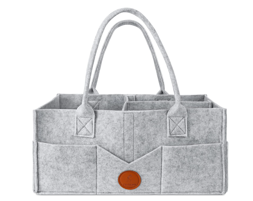 Maliton Baby Diaper Caddy Organizer for Changing Table, Nursery Storage Bin Basket with Handle, Felt Diaper Organizer Suitable for Indoor Outdoor (Khaki)