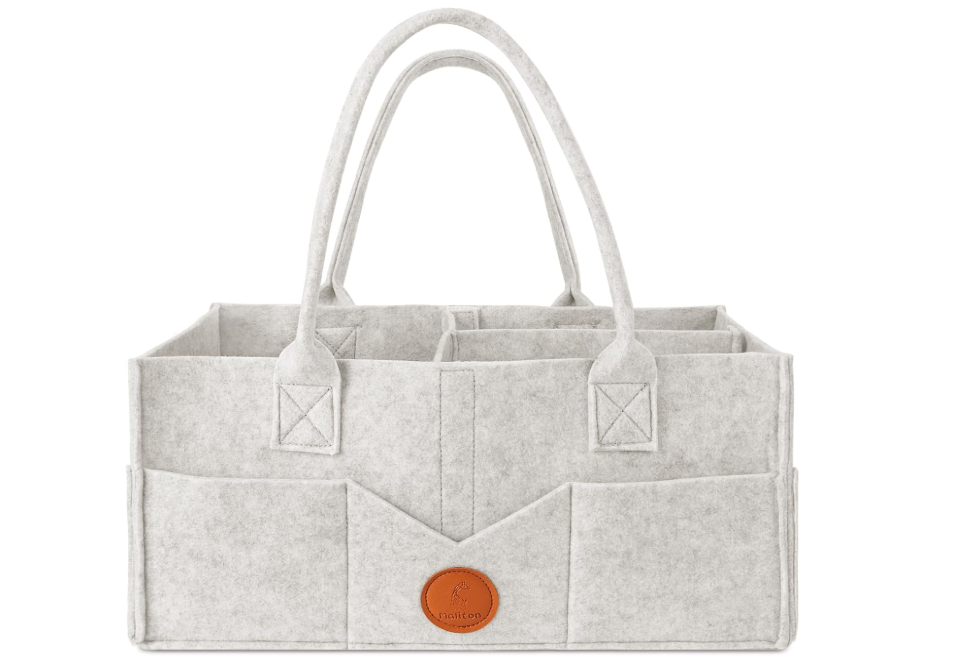 Maliton Baby Diaper Caddy Organizer for Changing Table, Nursery Storage Bin Basket with Handle, Felt Diaper Organizer Suitable for Indoor Outdoor (Khaki)