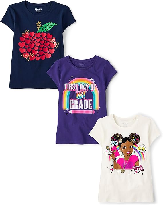 Children's Place Graphic Short-Sleeve Tees for Girls, Multipack