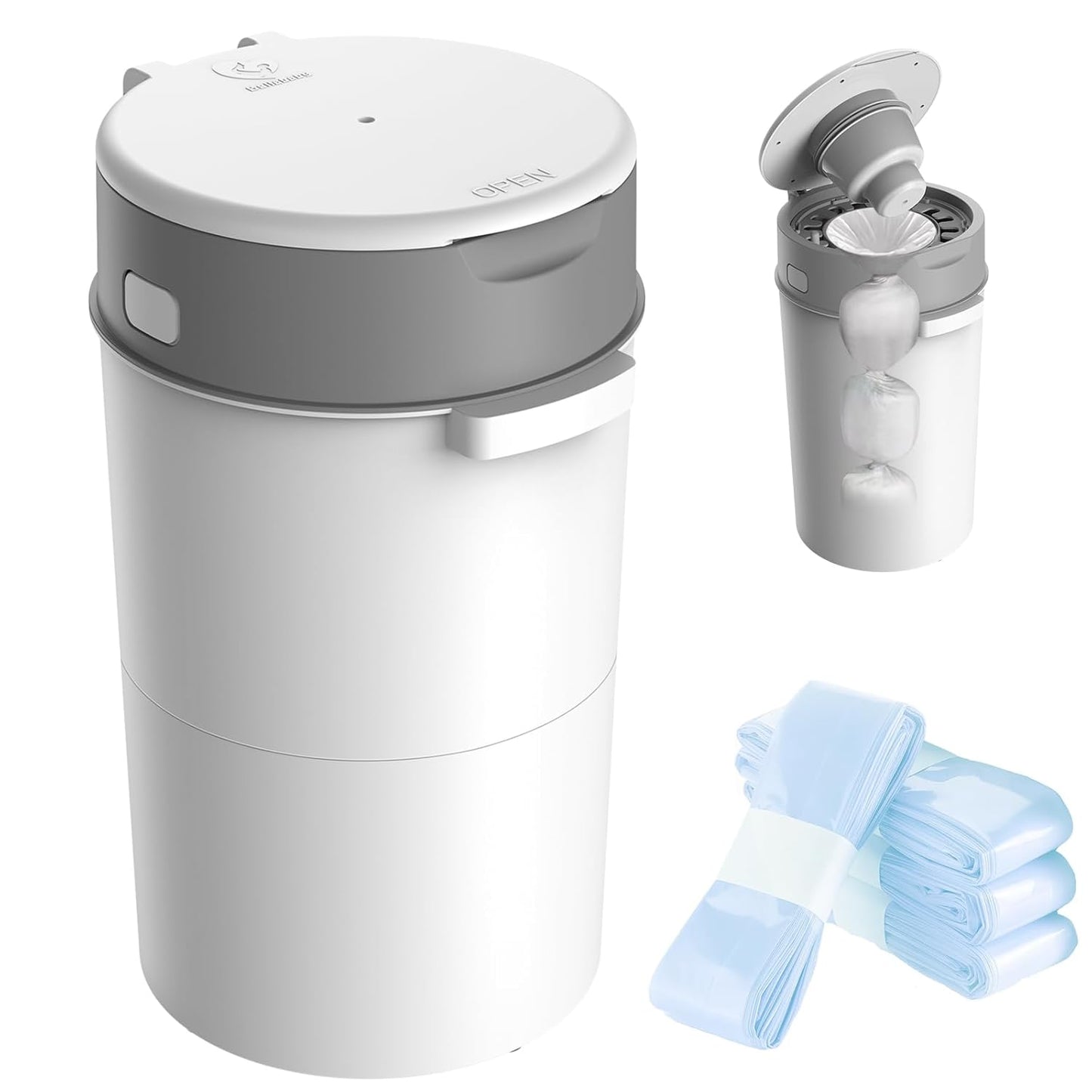 Quiet Diaper Caddy with Odor Control, Durable HDPE Structure, Locking Lid - Premium Quality