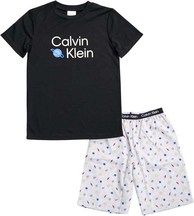 Calvin Klein Boys' Two Piece Sleepwear Top and Bottom Pajama Set
